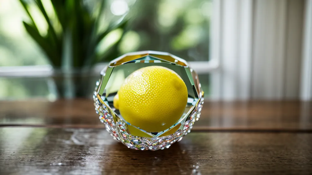 Gros plan d'un verre en cristal rempli d'eau fraîche avec citron et menthe
